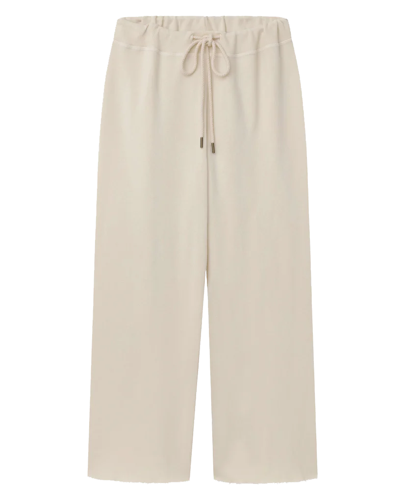 The Wide Leg Cropped Sweatpant. -- Washed White