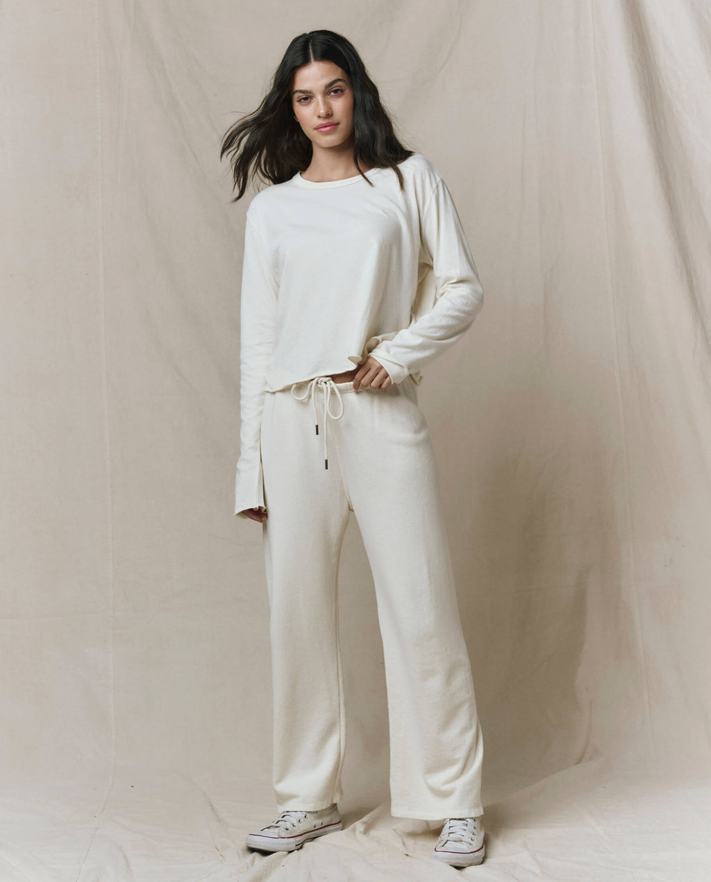 The Long Sleeve Crop Tee. -- Washed White