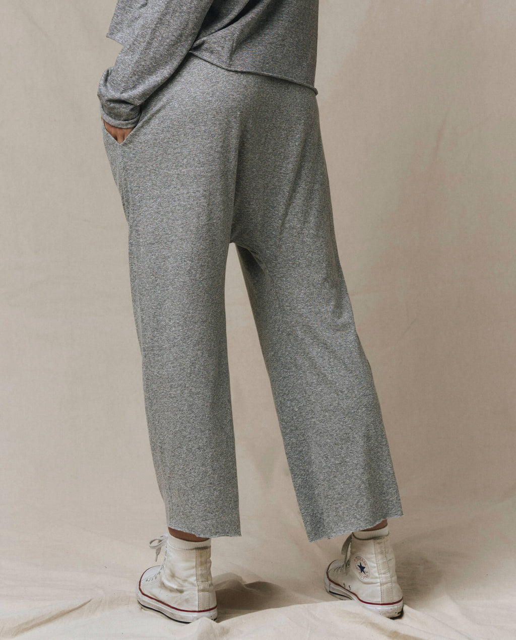 The Jersey Crop Pant. -- Heather Grey