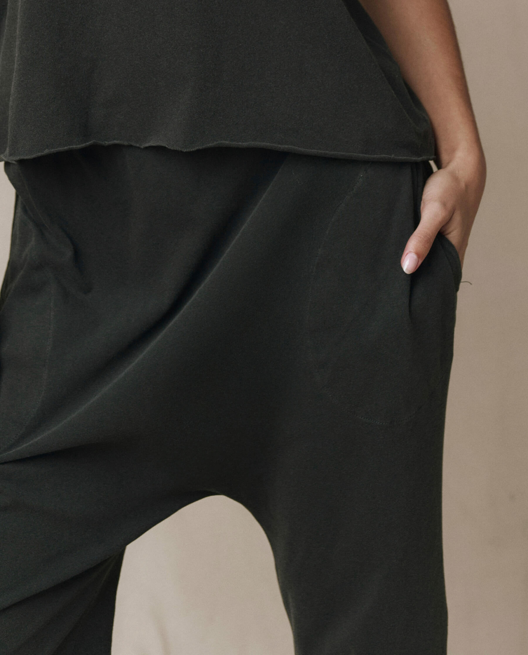 The Jersey Crop Pant. -- Washed Black