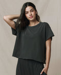 The Crop Tee. Solid -- Washed Black