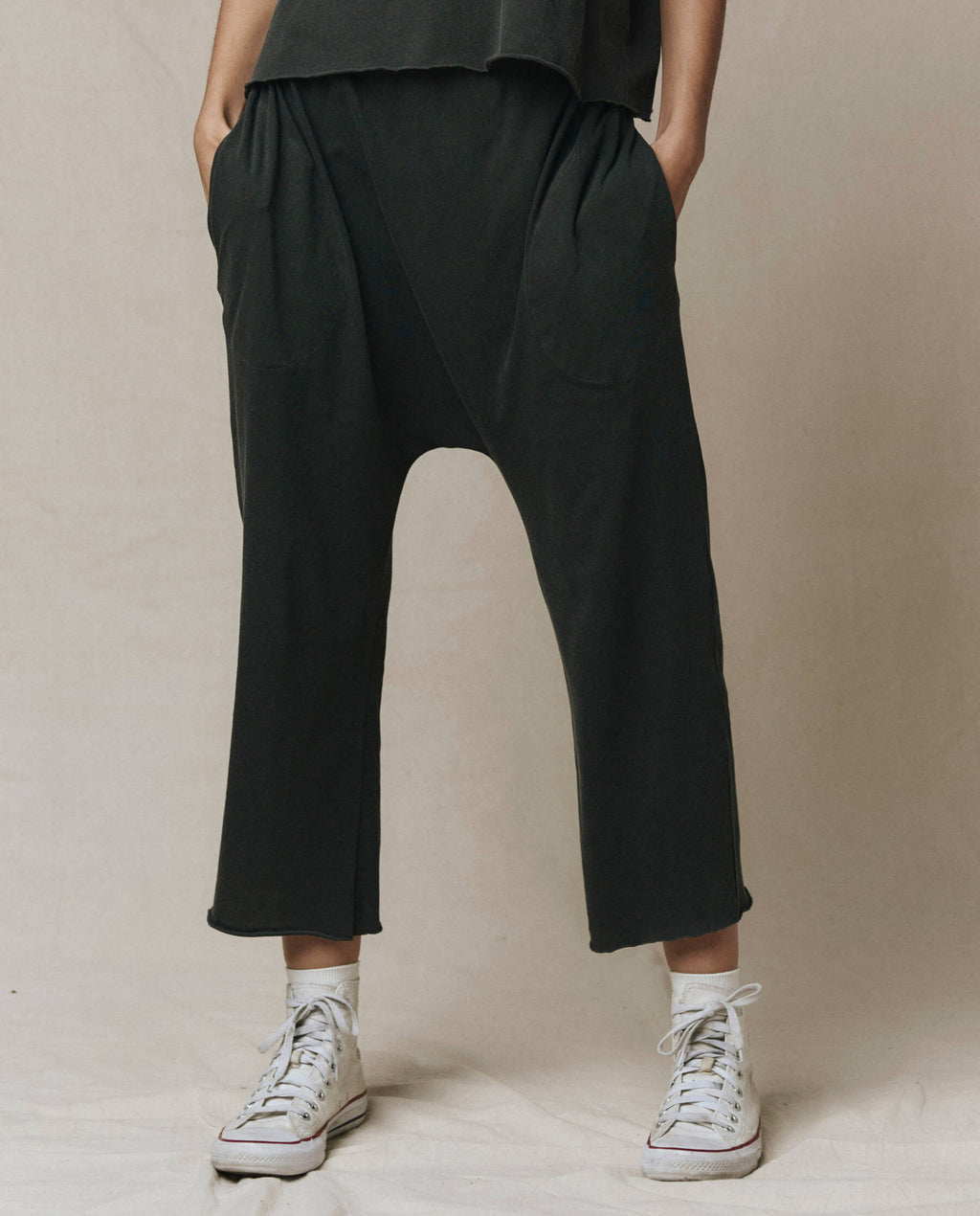 The Jersey Crop Pant. -- Washed Black
