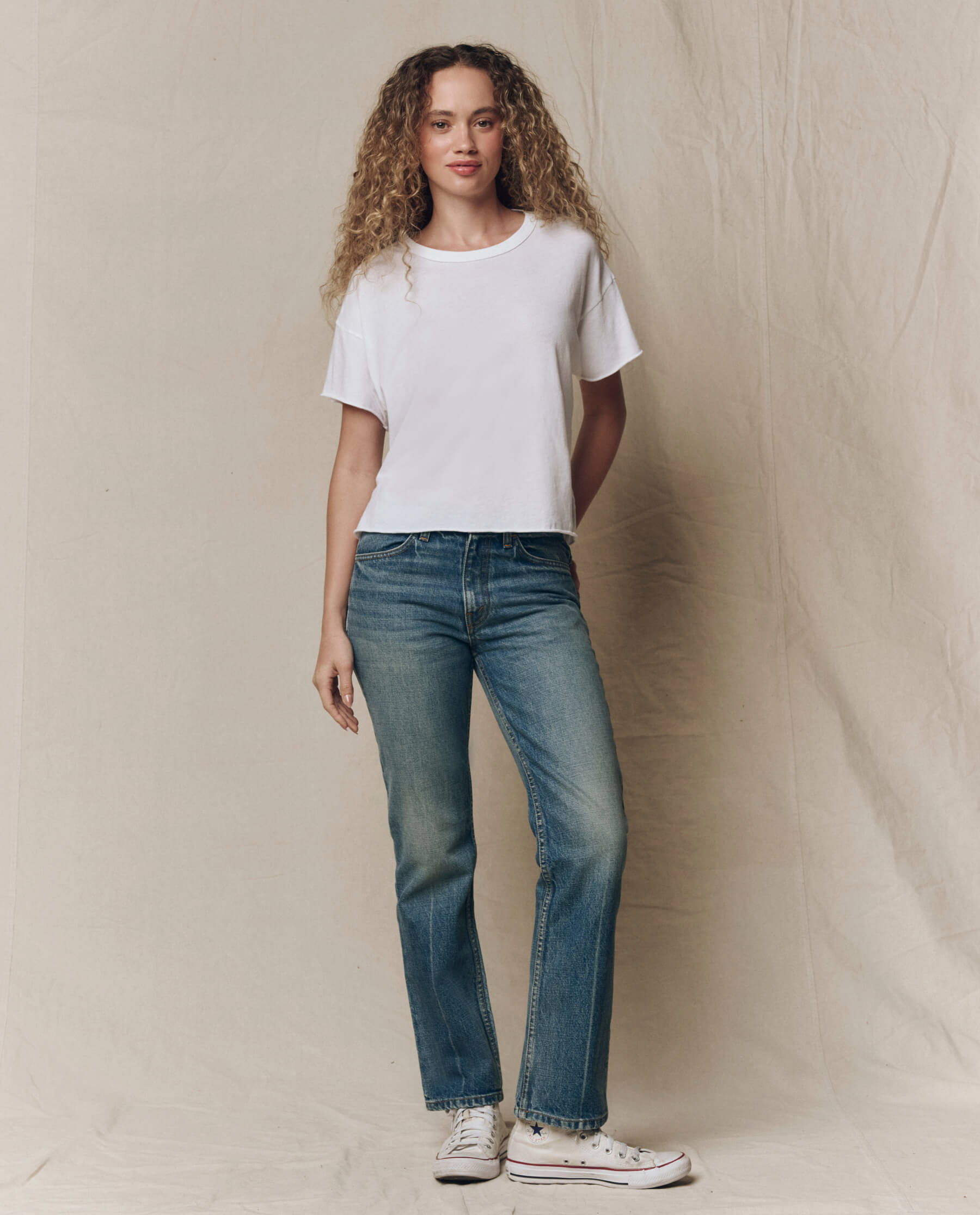 The Crop Tee. Solid -- True White