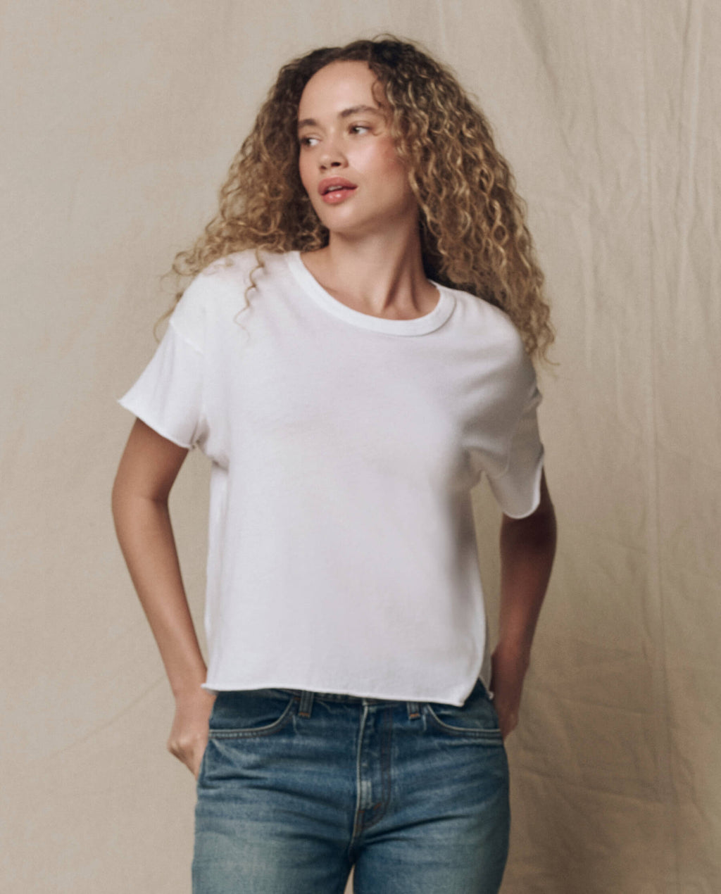 The Crop Tee. Solid -- True White