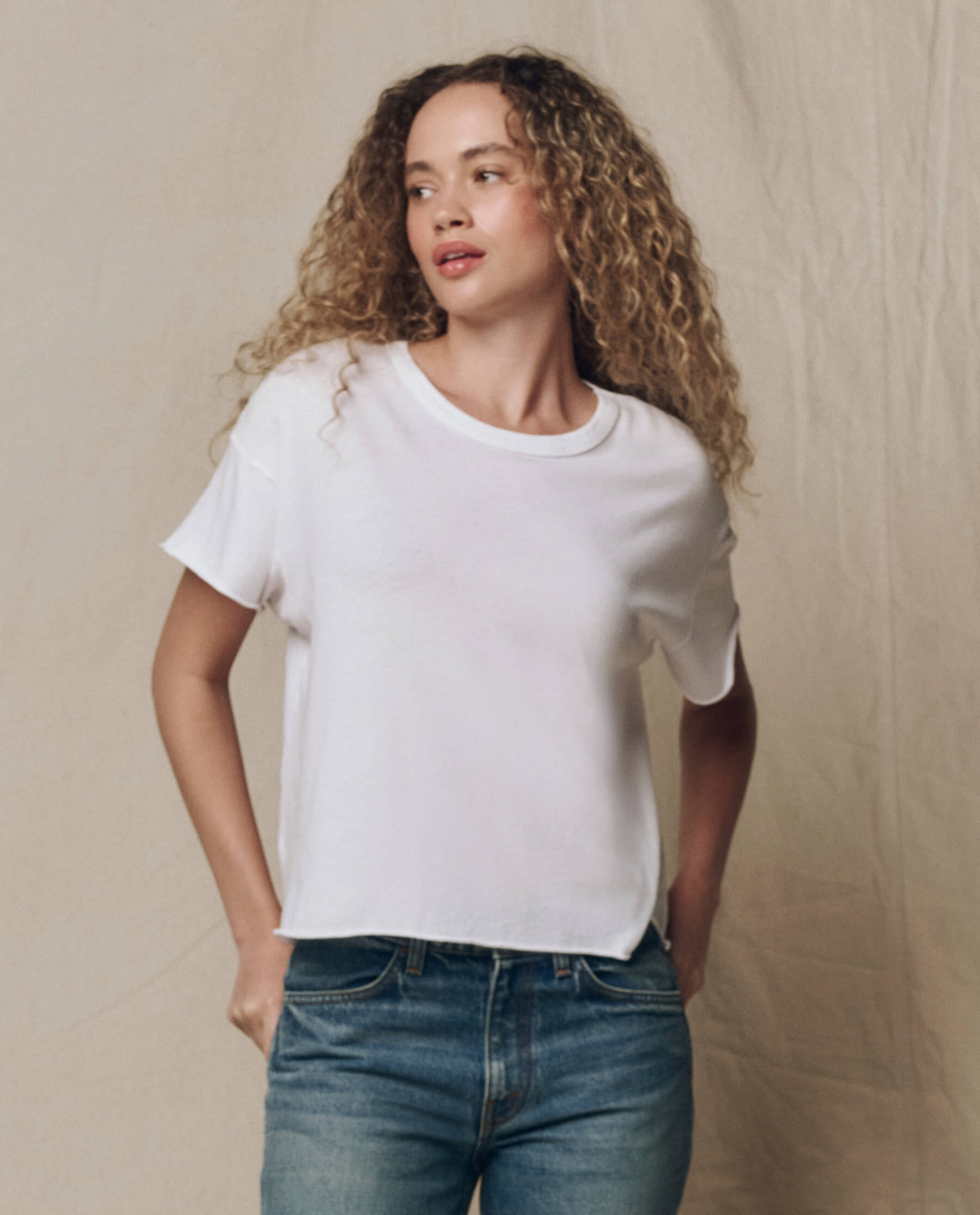 The Crop Tee. Solid -- True White