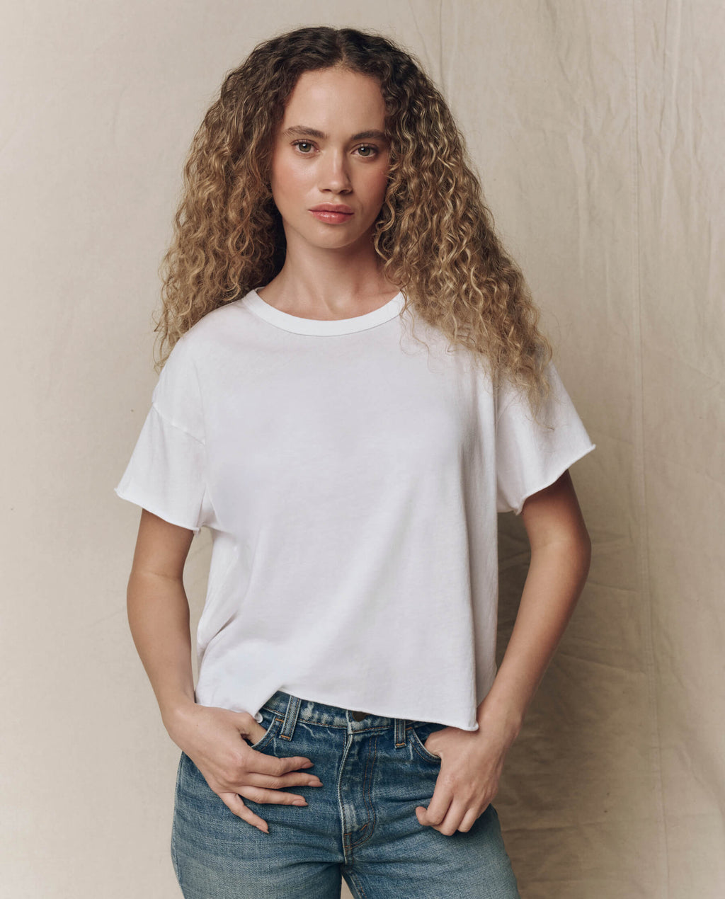 The Crop Tee. Solid -- True White