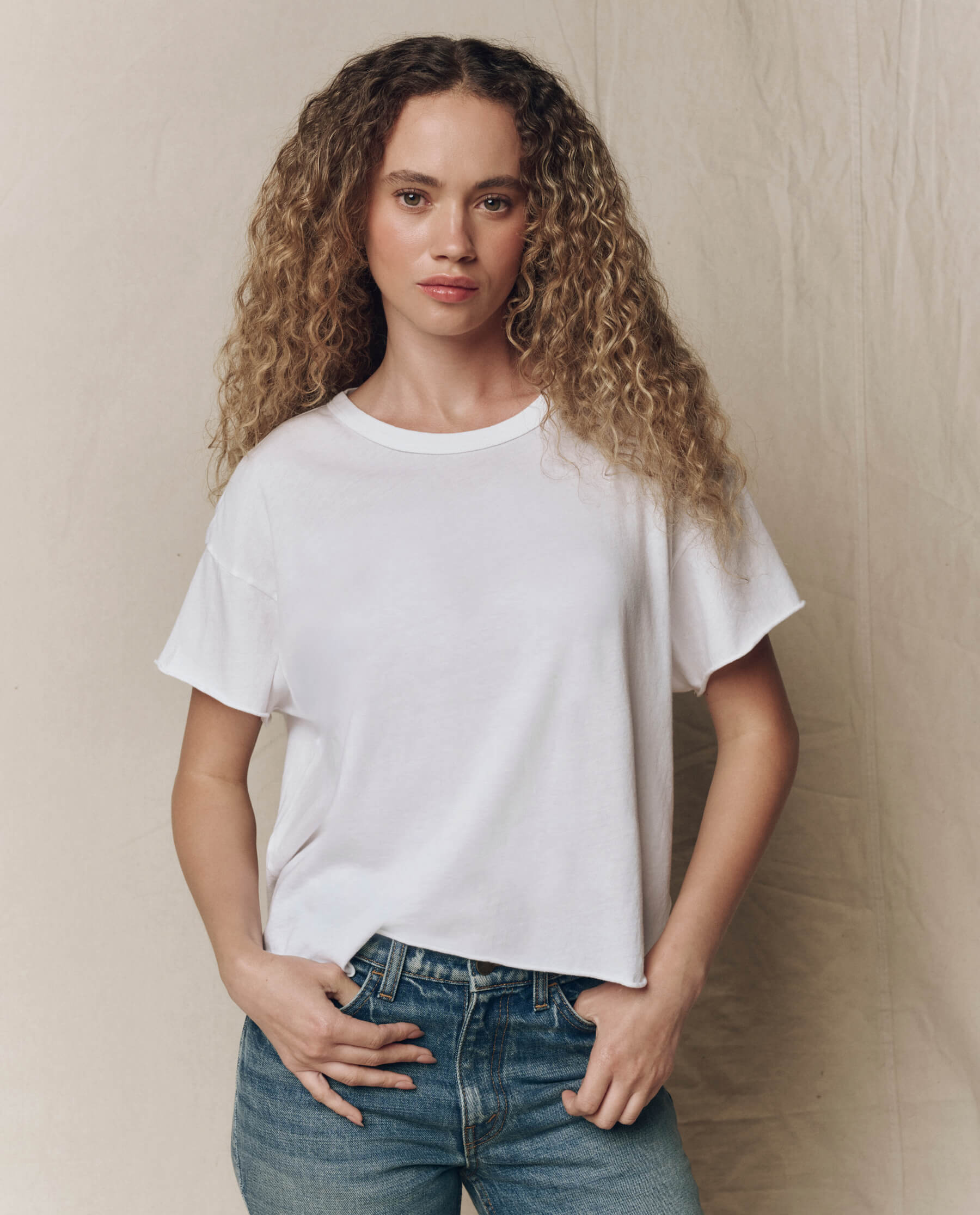 The Crop Tee. Solid -- True White
