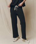The Wide Leg Cropped Sweatpant. -- Almost Black